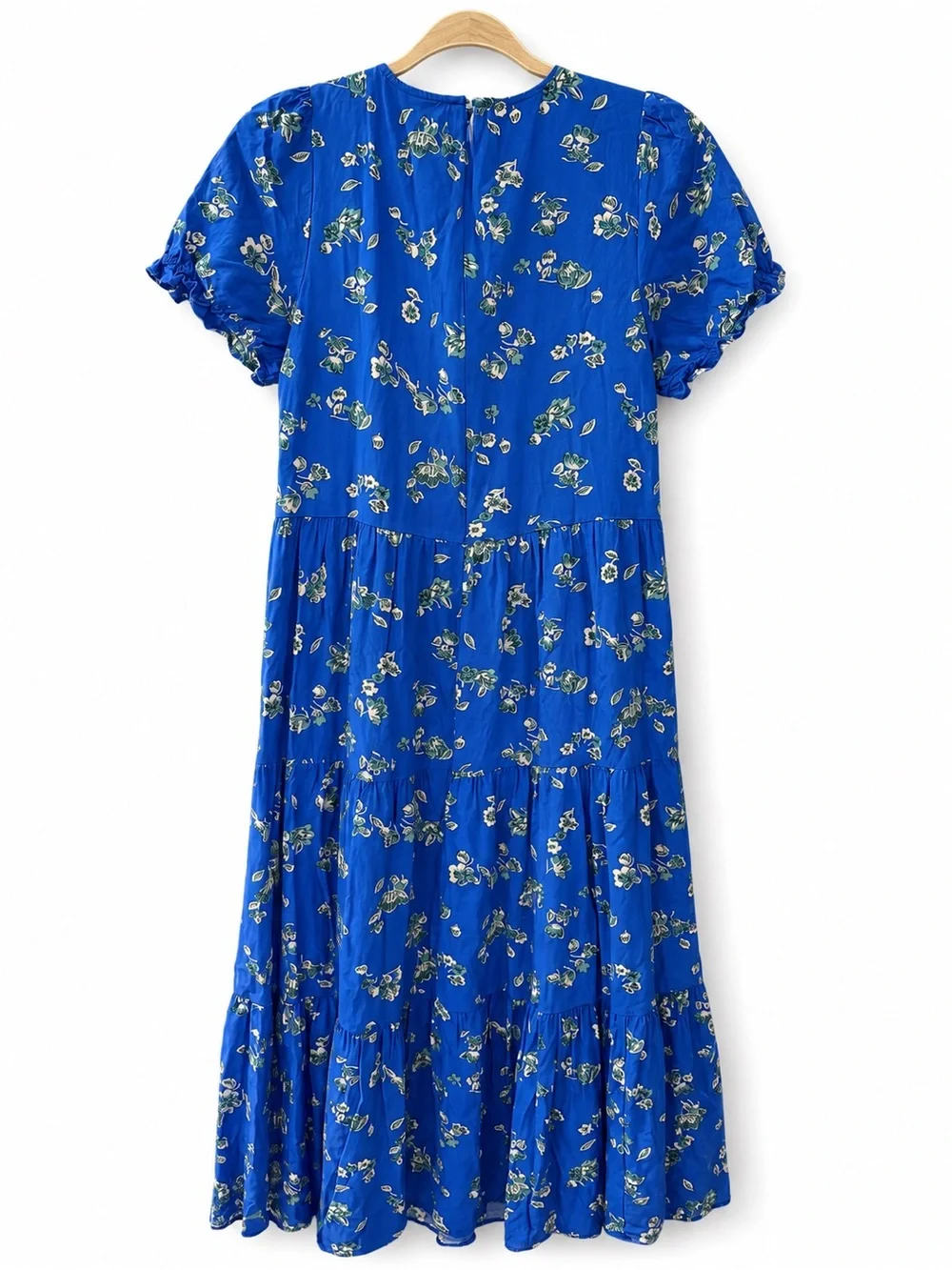 J. Crew Royal Blue Floral Tiered Midi Dress